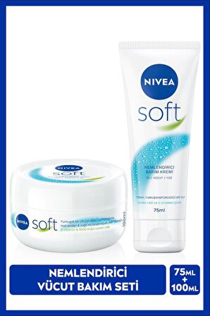 Soft Nemlendirici Bakım Kremi 100ml ve Soft Krem 75ml, El Yüz Vücut, E Vitamini, Yumuşak Cilt,Jojoba