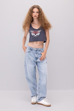 DeFacto Loose Fit Baskılı U Yaka Atlet D3595AX24HSAR191