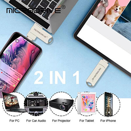  MicroDrive İphone Uyumlu 128 Gb Lightning ve Usb 3.0 Flash Bellek Otg Çift Giriş Hızlı Premium