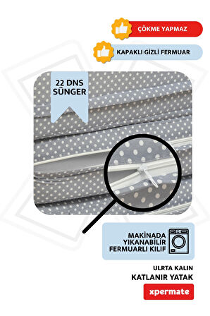Ultra Kalın Katlanır Sünger Yatak Yer Yatağı Katlanır Yer Minderi Misafir Yatağı 80x180x14   Puantiyeli