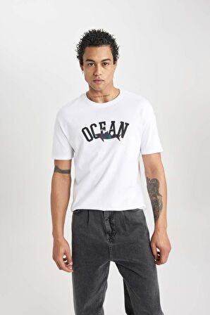 DeFacto Regular Fit Bisiklet Yaka Baskılı Kısa Kollu Tişört B8935AX24SMWT34