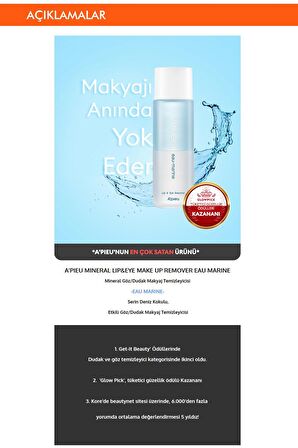 Çift Fazlı Hassas Göz&Dudak Makyaj Temizleyici 100ml Mineral Lip&Eye Remover(Eau-Marine)