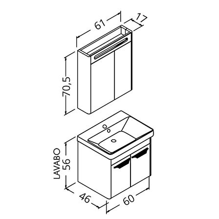 MAUNA 60 CM BANYO DOLABI ANTRASİT - BOY DOLAP HARİÇ 