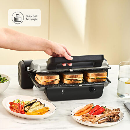 Karaca Crust Grill Toast Izgara Ve Tost Makinesi 6 Dilim Mat Krem
