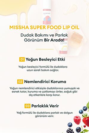 Yoğun Nemlendirici Bal Özlü Dudak Bakım Yağı 5.2g Super Food Lip Oil Honey