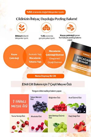 Macadamia Özlü Vücut Peelingi Kundal Macadamia & Sugar Body Scrub 550g (Pink Grapefruit)