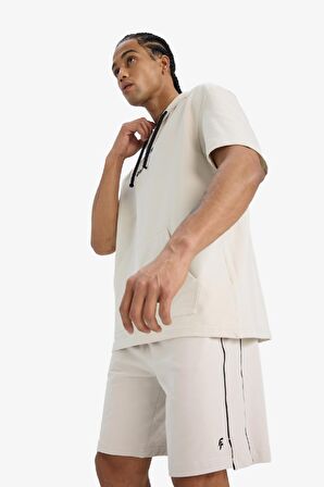 DeFactoFit Standart Fit Kapüşonlu Baskılı Sporcu Kısa Kollu Tişört D8017AX25SPBG721
