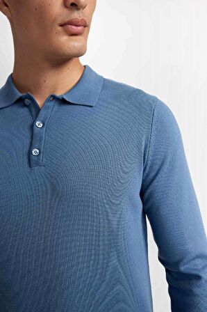 DeFacto Standart Fit Normal Kesim Polo Yaka Yumuşak Dokulu Premium Triko Kazak D0454AX24AUIN34