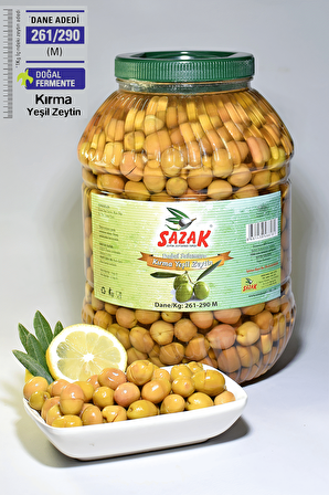 Yeşil Kırma Zeytin Mut Zeytini(  İri Taneli  )5 lt Pet