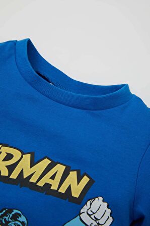 DeFacto Erkek Bebek Pijama Takımı Superman Penye Kısa Kollu Üst Şort C5204A524HSBE64