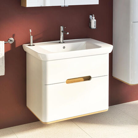 VitrA Sento 60824 Lavabo Dolabı, Çift Çekmeceli, 80 cm, Mat Beyaz