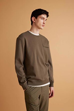 DeFacto Regular Fit Bisiklet Yaka Basic Düz Sweatshirt B6495AX24SPKH438