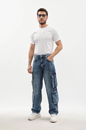 Erkek Kargo Cepli Jean Pantolon