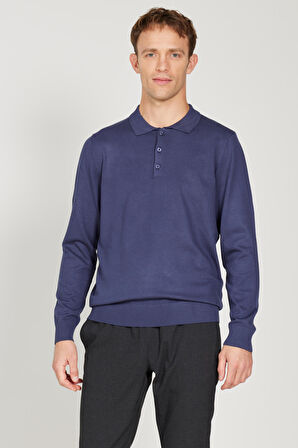 Standart Fit Normal Kesim Polo Yaka Triko Kazak