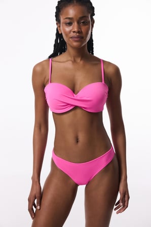 Pembe Straplez Cup Toparlayıcı Balenli Straplez Bikini Üstü