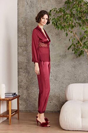 Pierre Cardin 6 Lı Saten Gecelik Çeyiz Takım Bordo