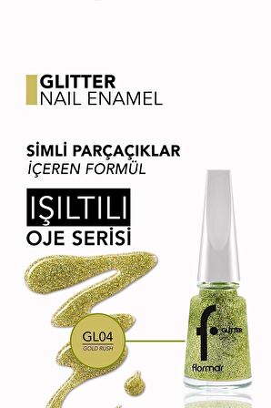 Yoğun Simli Şeffaf Oje - Glitter Nail Enamel - Gl004 Gold Rush-8682536049825