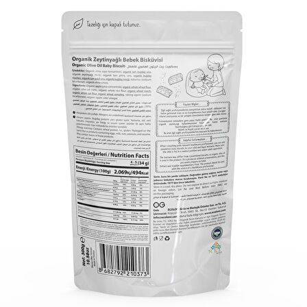 Og Natural Organik Zeytinyağlı Bebek Bisküvisi 300 Gr