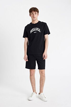 DeFacto Regular Fit Bisiklet Yaka Baskılı Kısa Kollu Tişört D4765AX24SMBK81