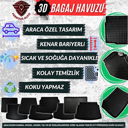 Renault Megane 4 Sedan Ferrous 4D Paspas  ve Sağ Kulaklı 3D Bagaj Havuzu 2016 ve Üstü