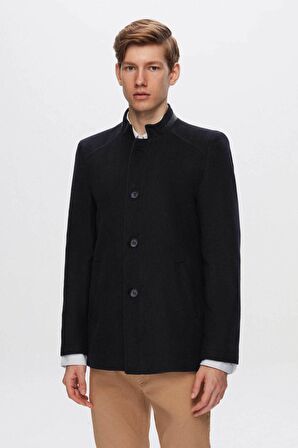 Ds Damat Regular Fit Lacivert Dik Yaka Kaşe Kaban 1HCK78ORT5033