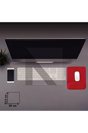 Mp02 - Kırmızı Dörtgen Bilek Destekli Mouse Pad | Konfor, Kaymaz Taban, Ergonomik, Yumuşak, Ev,ofis