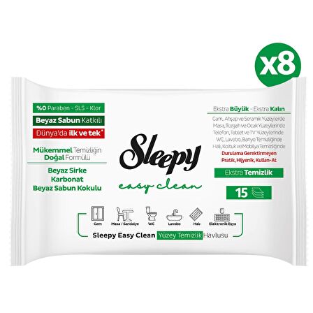 Sleepy Easy Clean Yüzey Temizlik Havlusu Seyahat Boy 4x2x15 (120 Yaprak)