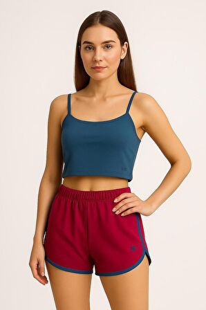 Fibula Moda  Bordo Kadın Şort