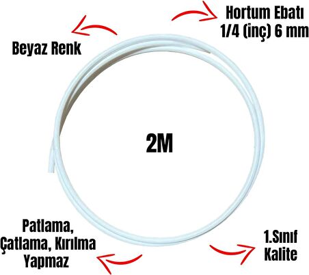 Su Arıtma Cihazı Hortumu 6 Mm (1/4" İNÇ) 2 Metre Tüm Markalara Uyumludur