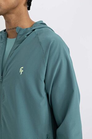 DeFactoFit Standart Fit Kapüşonlu Dokuma Fermuarlı Sporcu Hırka B5145AX24SPGN1191