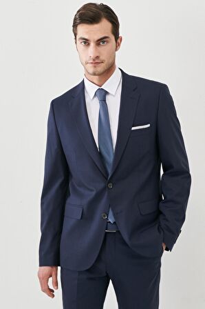 Erkek Lacivert Regular Fit Normal Kesim Mono Yaka Su Ve Leke Tutmayan Nano Takım Elbise