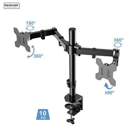 Masaüstü Ayarlanabilir Çift Monitör Kolu 14-32 inç Çelik LCD LED TV-PC Monitör Standı