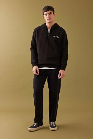 DeFacto Kanvas Pantolon Straight Fit Normal Kalıp Normal Bel Boru Paça Basic Düz Cepli B2156AX24SPBK81