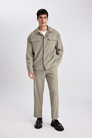 DeFacto Yazlık Kumaş Pantolon Tapered Fit Normal Kesim Düz Paça Her Yöne Esneyen B6584AX24SPKH400
