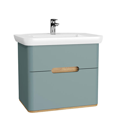 VitrA Sento 65877 Lavabo Dolabı 80 cm, çift çekmeceli, ayaksız, Mat Fiyord Yeşili