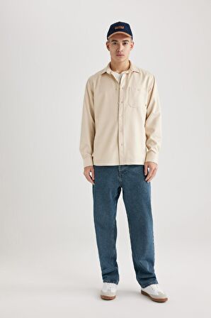 DeFacto Regular Fit Tensel Basic Düz Uzun Kollu Gömlek B3670AX24SPER235