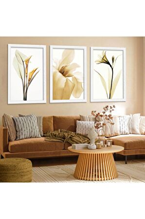 Beyaz Renkli 100 X 50 Cm Saatli Kanvas Tablo