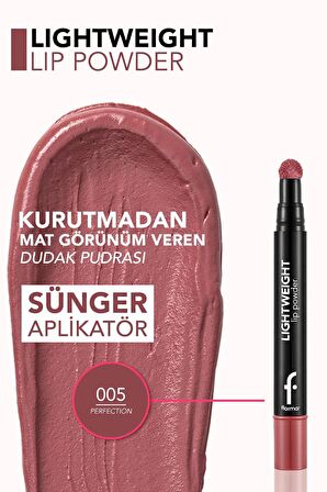Flormar Lightweight Yarı Transparan & Mat Bitişli Nemlendirici Dudak Pudrası
