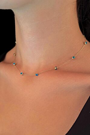 14 Ayar Altın Göz Detaylı Kolye