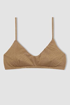 DeFacto Regular Fit Parlak Kumaş Bikini Üstü-Fall in Love C3181AX24SMYL275