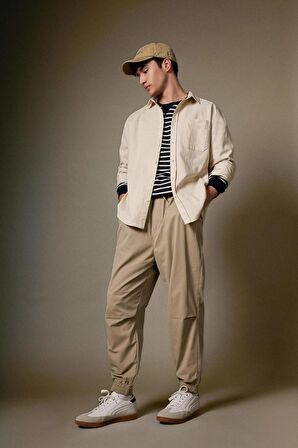DeFacto Jogger Gabardin Pantolon Regular Beli Bağcıklı Cepli Lastikli Paça B7493AX24SPBG783