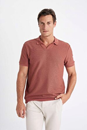 DeFacto Regular Fit Kısa Kollu Örgü Görünümlü Polo Tişört A6849AX24SMBR227