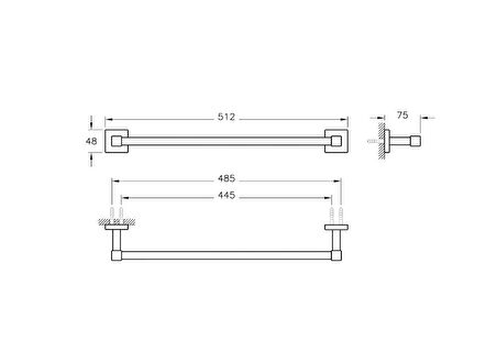 VitrA Q-Line A44995 Uzun Havluluk, Krom