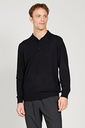 Standart Fit Normal Kesim Polo Yaka Triko Kazak