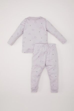 DeFacto Kız Bebek Pijama Takımı Tavşan Baskılı Uzun Kollu Üst Beli Lastikli Uzun Alt D7163A524WNPR305