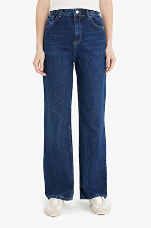 DeFacto 90's Wide Leg Yüksek Bel Uzun Jean Yıkamalı Pantolon E4269AX25SPNM34