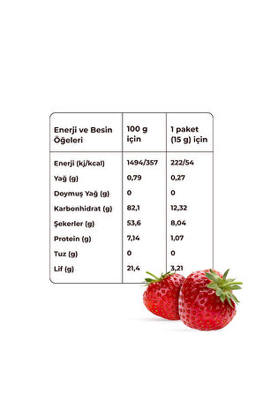 Çilek Kuru Meyve Cipsi 15 G X 3 Adet Dondurularak Kurutulmuş Meyve