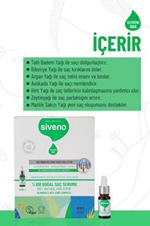 Siveno %100 Doğal Onarıcı Yoğunlaştırıcı Bakım Serumu Bitkisel Yıpranmış ve Dökülen Saçlara Özel 4X10 ml