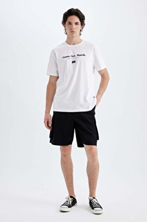 DeFacto Relax Fit Düz Paça Gabardin Bermuda Şort C5400AX24SMBK81
