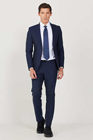 Erkek Lacivert Ekstra Slim Fit Dar Kesim Spor Takım Elbise